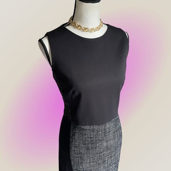 Akris Punto Women's Black Wool Blend & Tweed Sleeveless Midi Shift Dress Sz 8 M - Picture 4 of 15